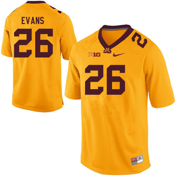 Men #26 Zach Evans Minnesota Golden Gophers College Football Jerseys Sale-Gold